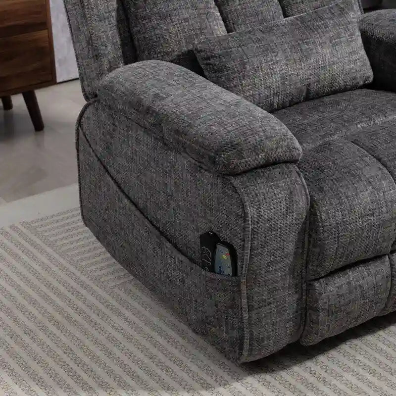Fauteuil inclinable releveur avec repose-pieds étendu, inclinables surdimensionnés en chenille à double moteur avec chauffage/massage, chargement USB-C