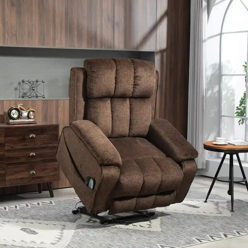 Fauteuil inclinable releveur avec repose-pieds étendu, inclinables surdimensionnés en chenille à double moteur avec chauffage/massage, chargement USB-C