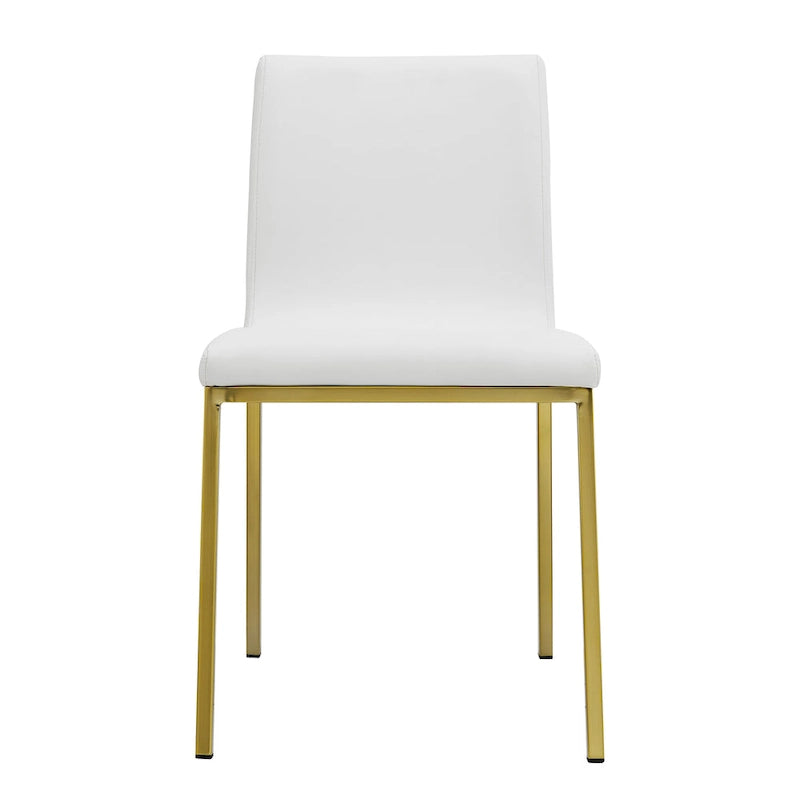 Chaise d'appoint Scott en blanc avec pieds dorés brossés mats - Lot de 2