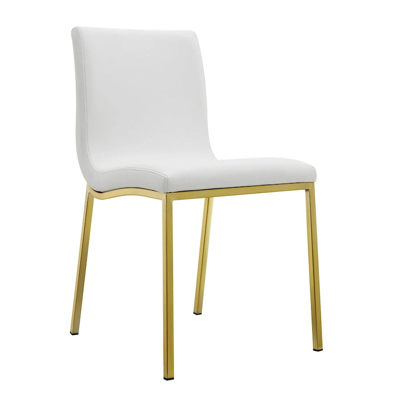 Chaise d'appoint Scott en blanc avec pieds dorés brossés mats - Lot de 2