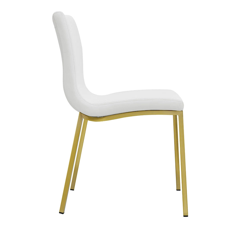 Chaise d'appoint Scott en blanc avec pieds dorés brossés mats - Lot de 2