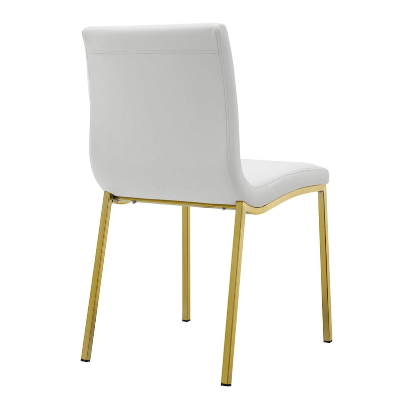 Chaise d'appoint Scott en blanc avec pieds dorés brossés mats - Lot de 2