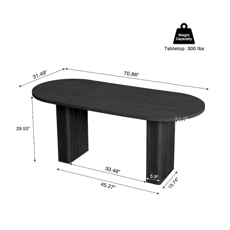 Table à manger ovale en bois de 180 cm pour 4 à 6 personnes