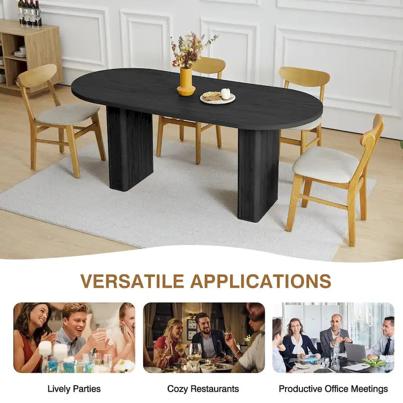 Table à manger ovale en bois de 180 cm pour 4 à 6 personnes