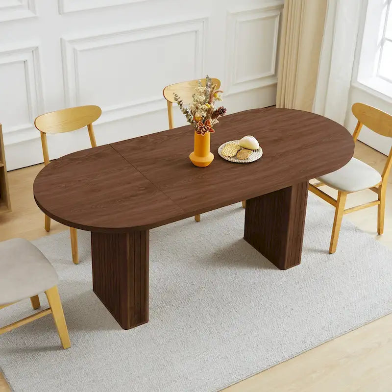 Table à manger ovale en bois de 180 cm pour 4 à 6 personnes