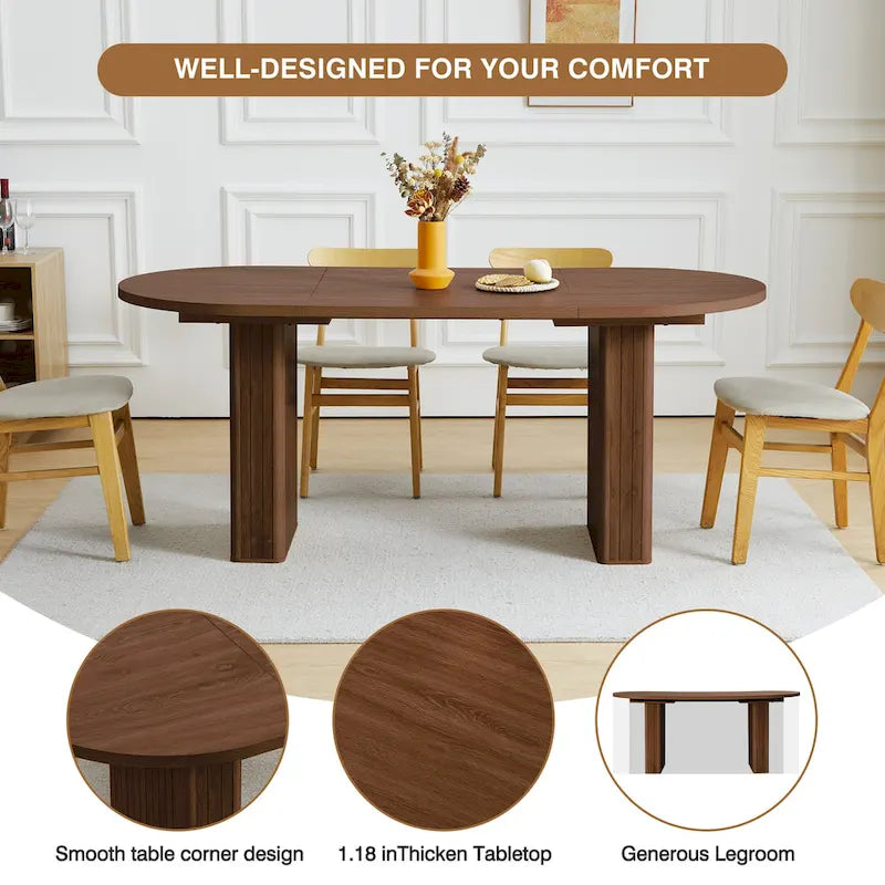 Table à manger ovale en bois de 180 cm pour 4 à 6 personnes