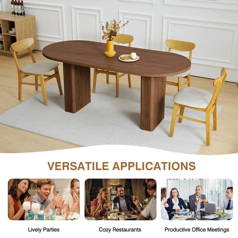 Table à manger ovale en bois de 180 cm pour 4 à 6 personnes