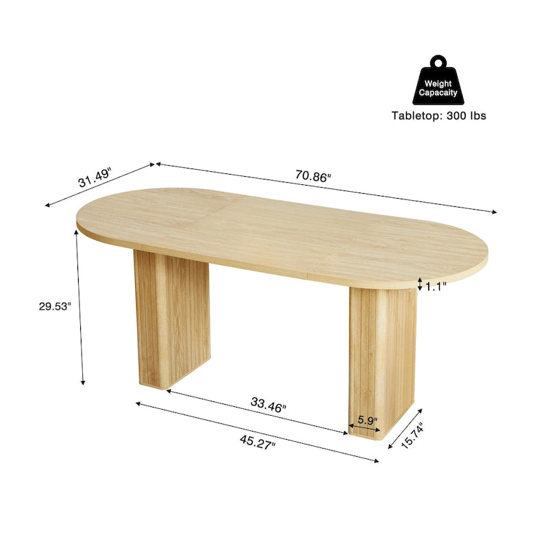 Table à manger ovale en bois de 180 cm pour 4 à 6 personnes