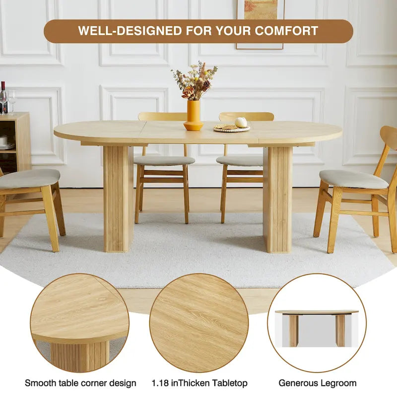 Table à manger ovale en bois de 180 cm pour 4 à 6 personnes