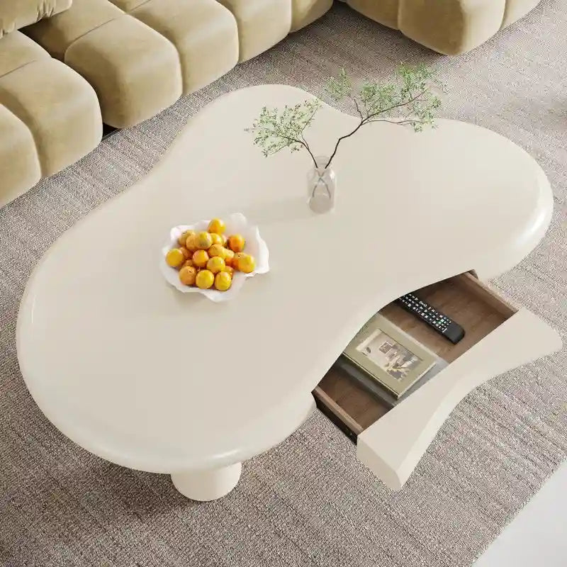 Table basse moderne mignonne en forme de nuage avec tiroir pour salon