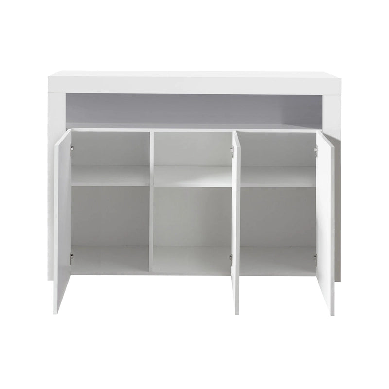Buffet de salon meuble de rangement noir brillant avec lumière LED, meuble de cuisine moderne placard en bois