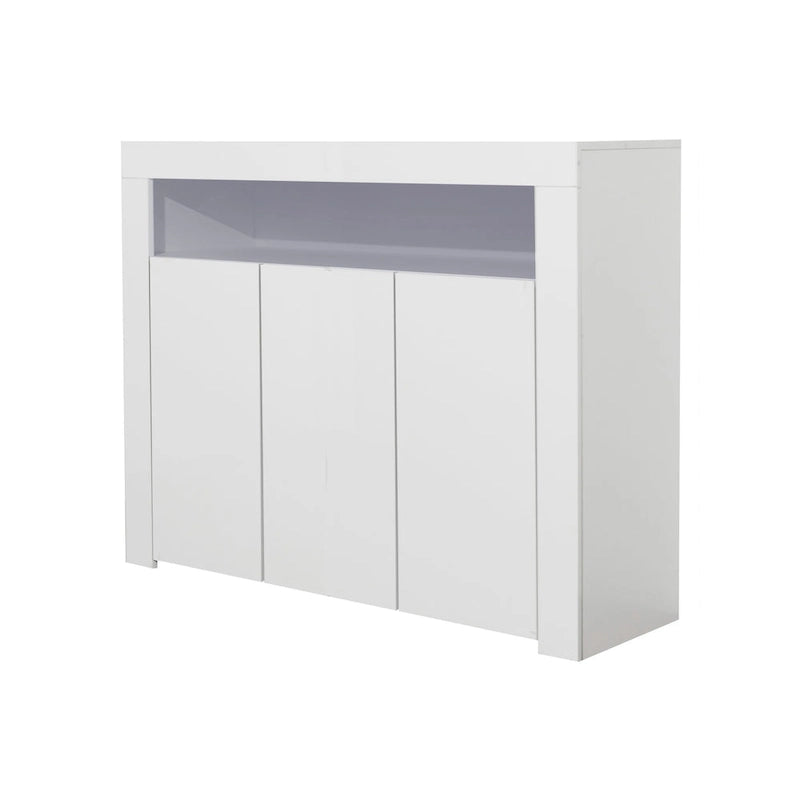 Buffet de salon meuble de rangement noir brillant avec lumière LED, meuble de cuisine moderne placard en bois
