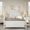 Lit à baldaquin Queen Size Roomfitters, cadre en bois traditionnel, design à lattes horizontales, blanc