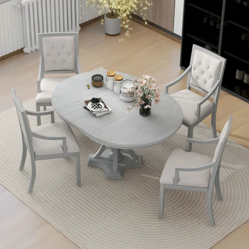 Ensembles de table et de chaises de salle à manger extensibles Ensembles de table et de chaises de salle à manger de style rustique/ferme avec rallonge manuelle pour cuisine