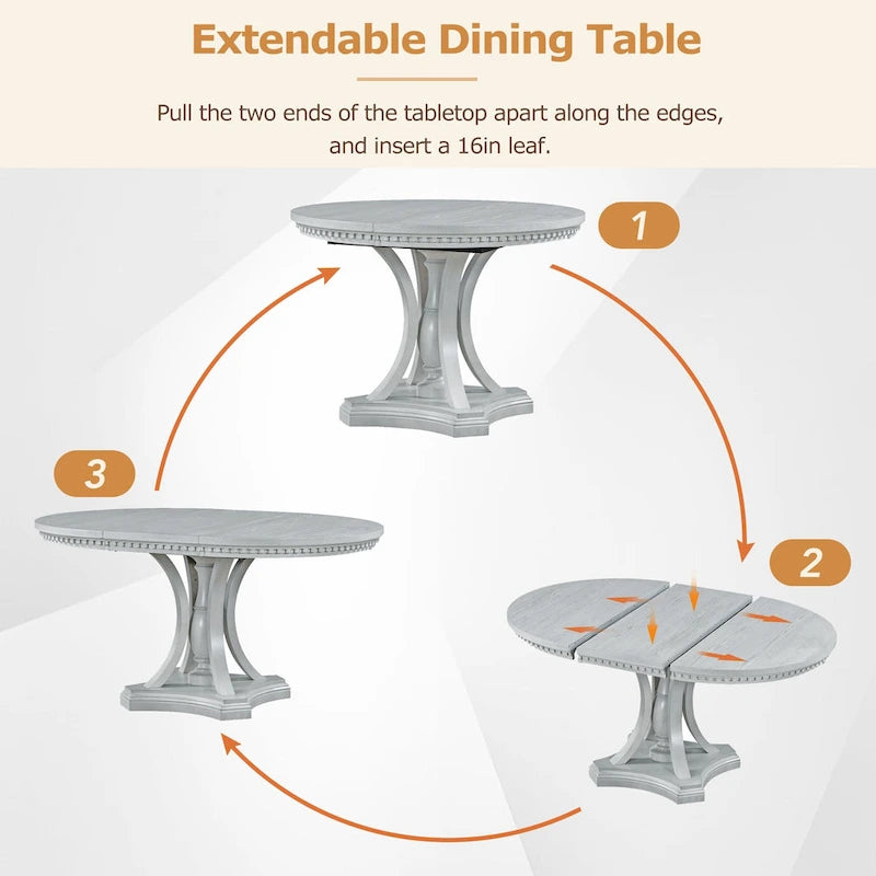 Ensembles de table et de chaises de salle à manger extensibles Ensembles de table et de chaises de salle à manger de style rustique/ferme avec rallonge manuelle pour cuisine