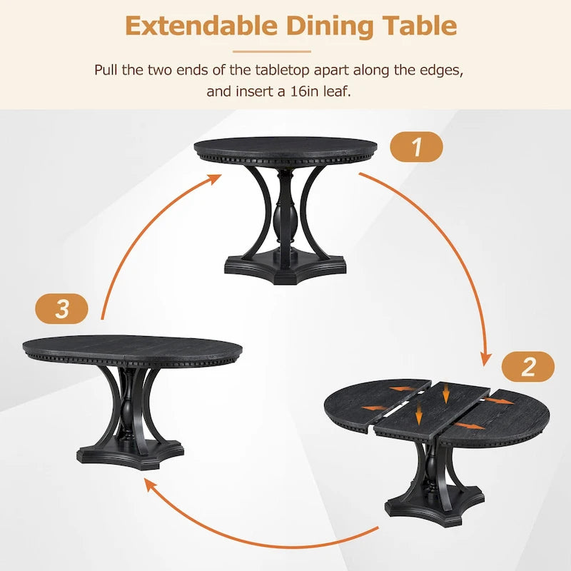 Ensembles de table et de chaises de salle à manger extensibles Ensembles de table et de chaises de salle à manger de style rustique/ferme avec rallonge manuelle pour cuisine