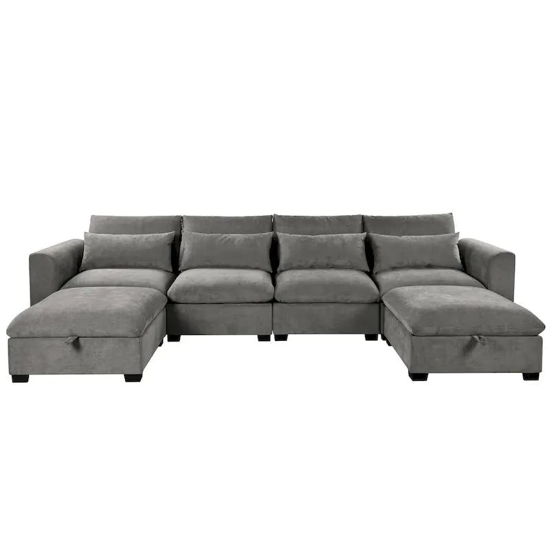 Canapé d'angle modulaire en U Roomfitters avec deux poufs, librement transformable pour salons, bureaux, salles de cinéma maison
