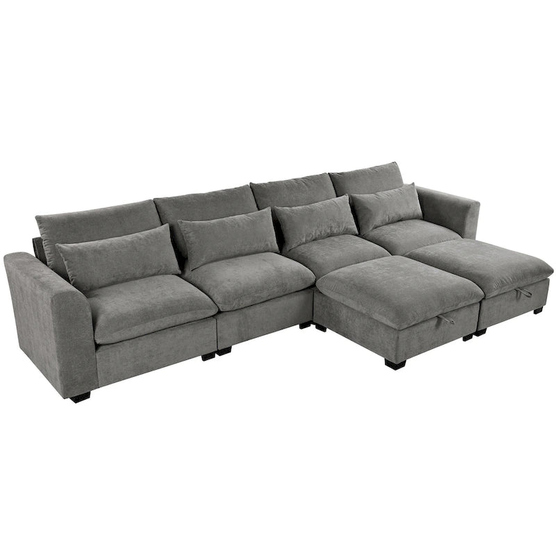 Canapé d'angle modulaire en U Roomfitters avec deux poufs, librement transformable pour salons, bureaux, salles de cinéma maison