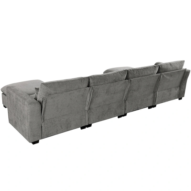 Canapé d'angle modulaire en U Roomfitters avec deux poufs, librement transformable pour salons, bureaux, salles de cinéma maison
