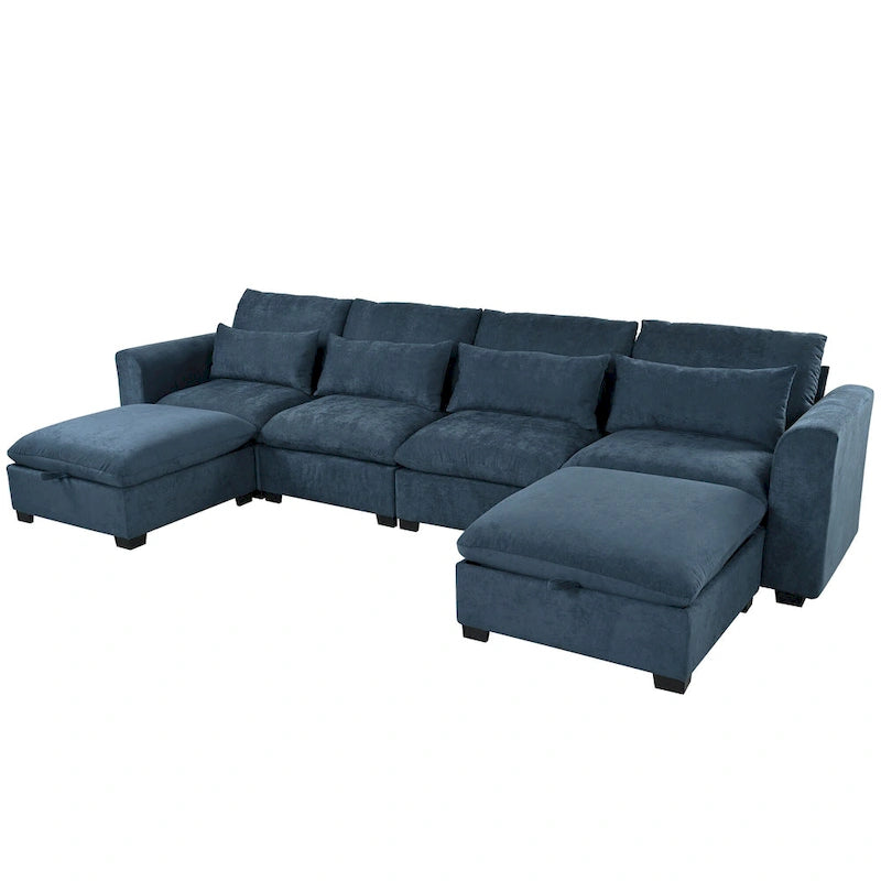 Canapé d'angle modulaire en U Roomfitters avec deux poufs, librement transformable pour salons, bureaux, salles de cinéma maison