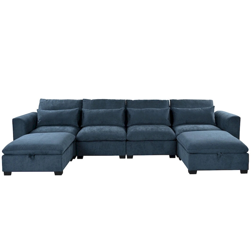 Canapé d'angle modulaire en U Roomfitters avec deux poufs, librement transformable pour salons, bureaux, salles de cinéma maison