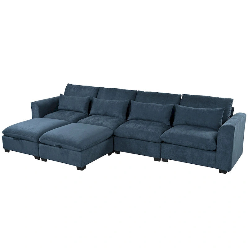 Canapé d'angle modulaire en U Roomfitters avec deux poufs, librement transformable pour salons, bureaux, salles de cinéma maison