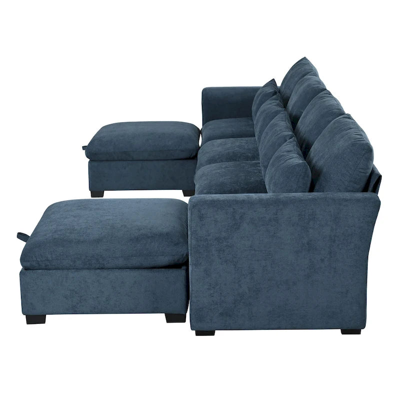 Canapé d'angle modulaire en U Roomfitters avec deux poufs, librement transformable pour salons, bureaux, salles de cinéma maison