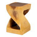 Table d'appoint Rapha sculptée à la main en bois de suar - Table d'appoint sculpturale avec motif torsadé, style bohème moderne pour salon ou chambre à coucher