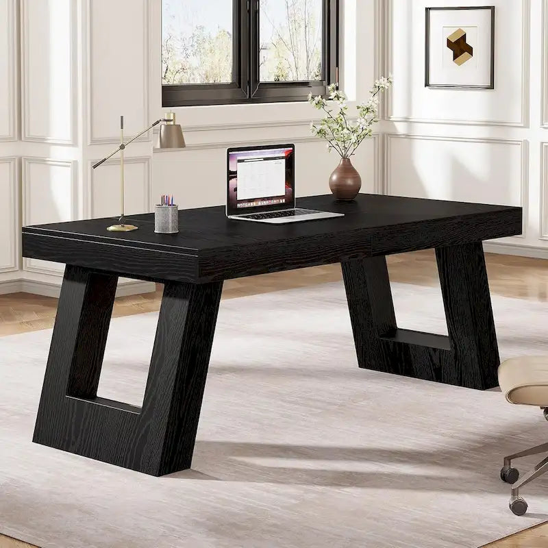 Bureau de direction en bois de 63 pouces, grand bureau d'ordinateur pour bureau à domicile