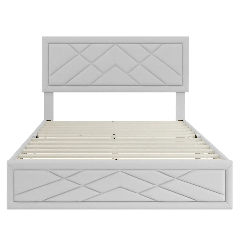 Lit plateforme Queen avec tête de lit et cadre de rangement