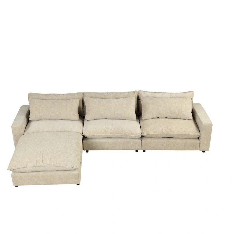 Canapé d'angle convertible en L avec rangement, 2 oreillers et port USB pour salon