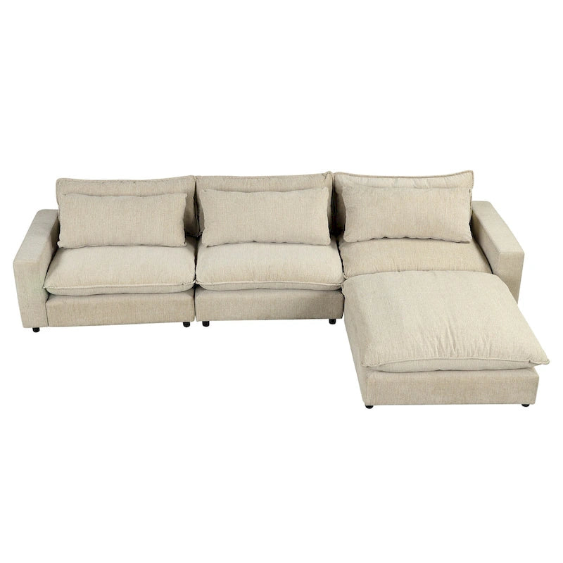 Canapé d'angle convertible en L avec rangement, 2 oreillers et port USB pour salon