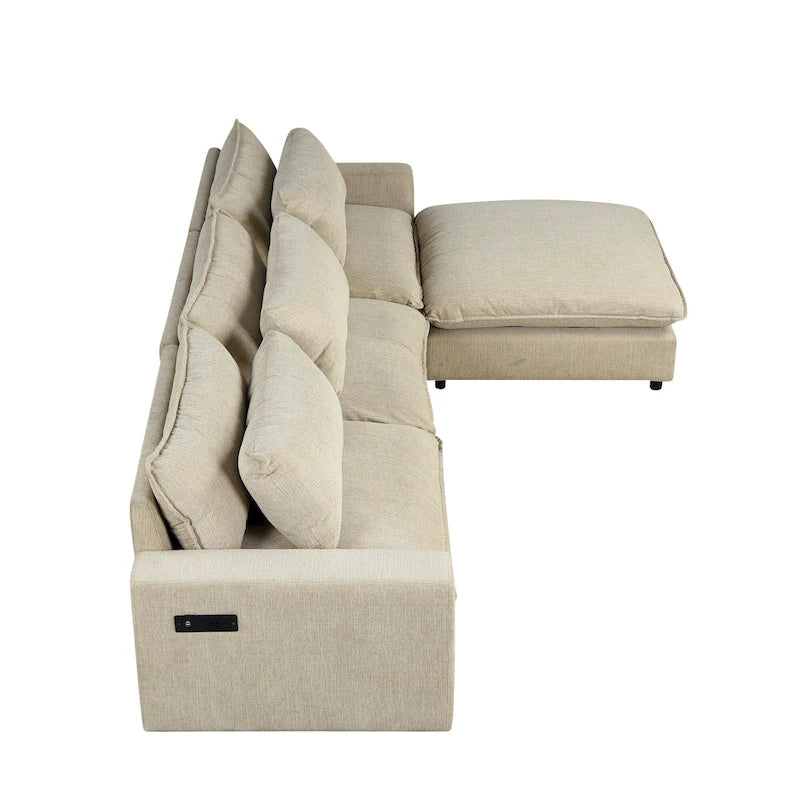 Canapé d'angle convertible en L avec rangement, 2 oreillers et port USB pour salon