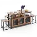 Ensemble îlot de cuisine Costway 4 pièces avec banc et rangement robuste - Voir détails