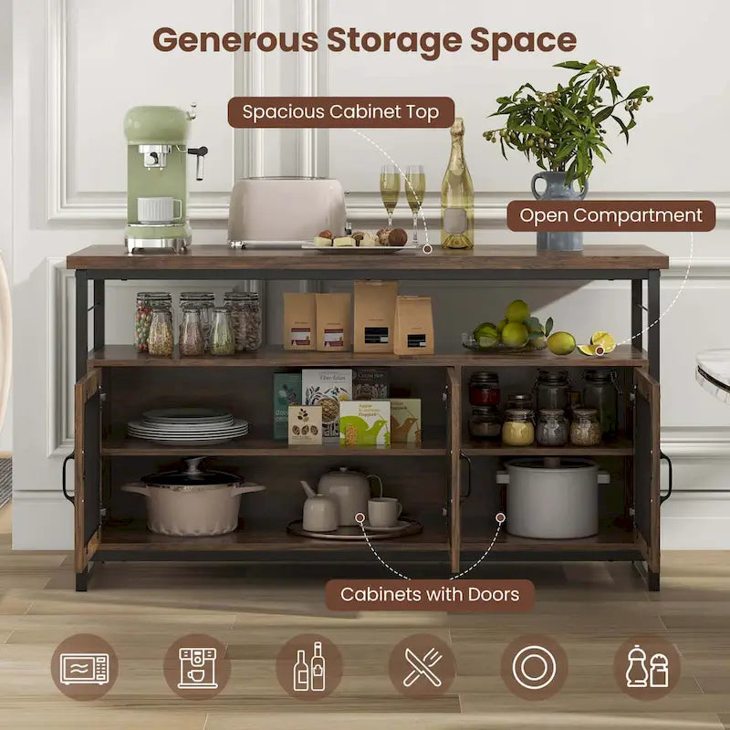 Ensemble îlot de cuisine Costway 4 pièces avec banc et rangement robuste - Voir détails