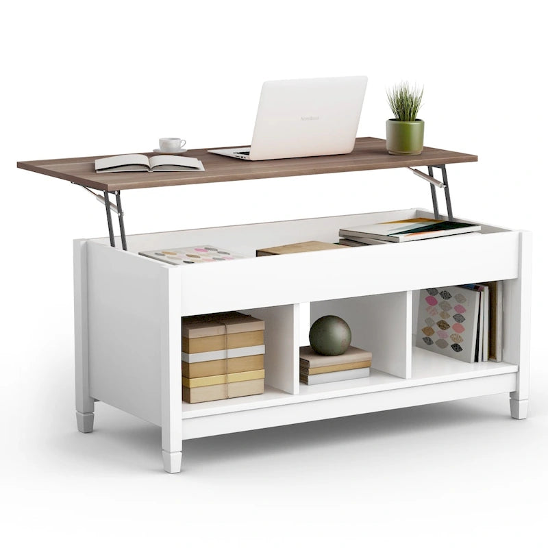Table basse à plateau relevable Costway avec compartiment caché et rangement