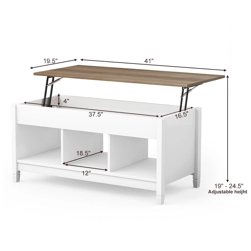 Table basse à plateau relevable Costway avec compartiment caché et rangement