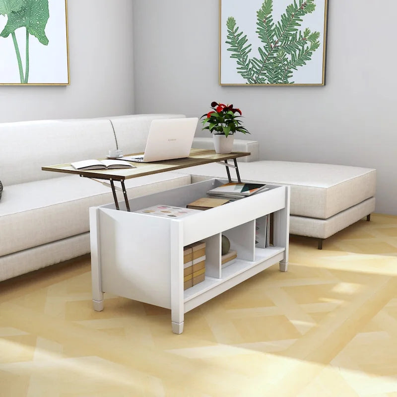Table basse à plateau relevable Costway avec compartiment caché et rangement