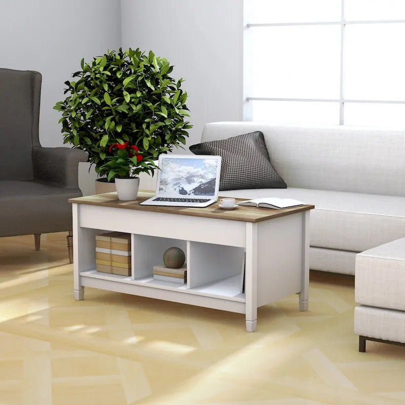 Table basse à plateau relevable Costway avec compartiment caché et rangement
