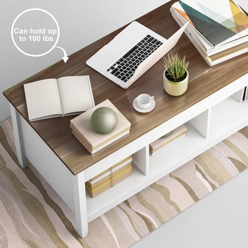 Table basse à plateau relevable Costway avec compartiment caché et rangement