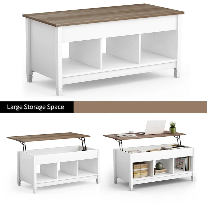 Table basse à plateau relevable Costway avec compartiment caché et rangement