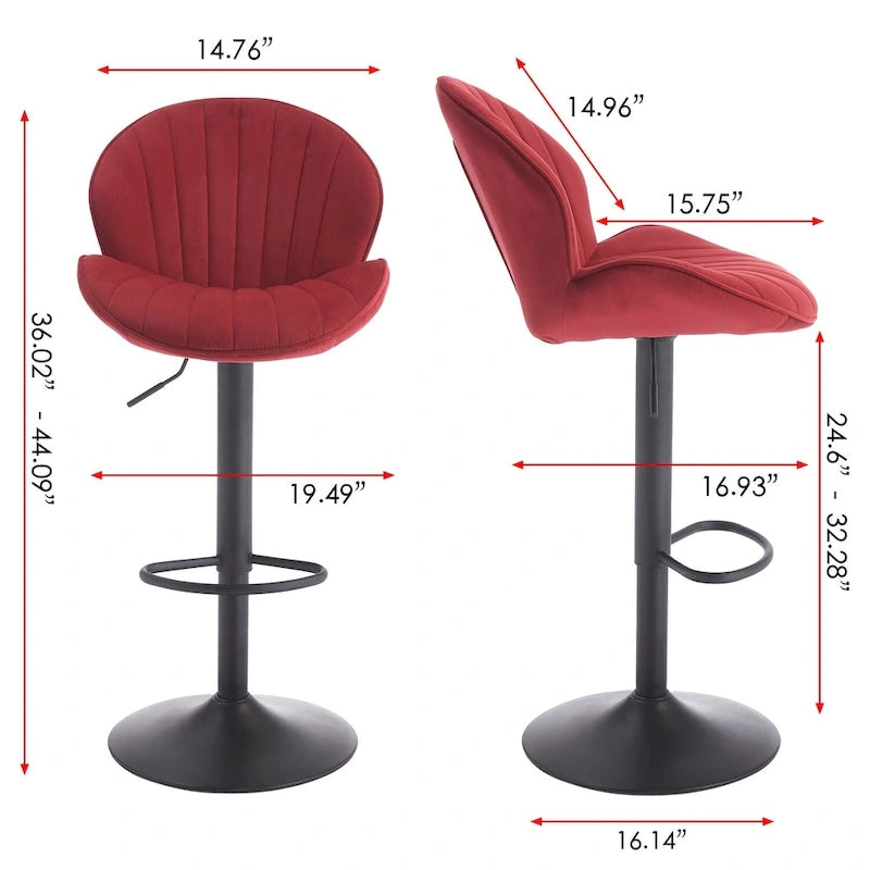 Lot de 2 tabourets de bar réglables avec dossier, repose-pieds et siège pivotant à 360° pour la maison ou le comptoir de bar
