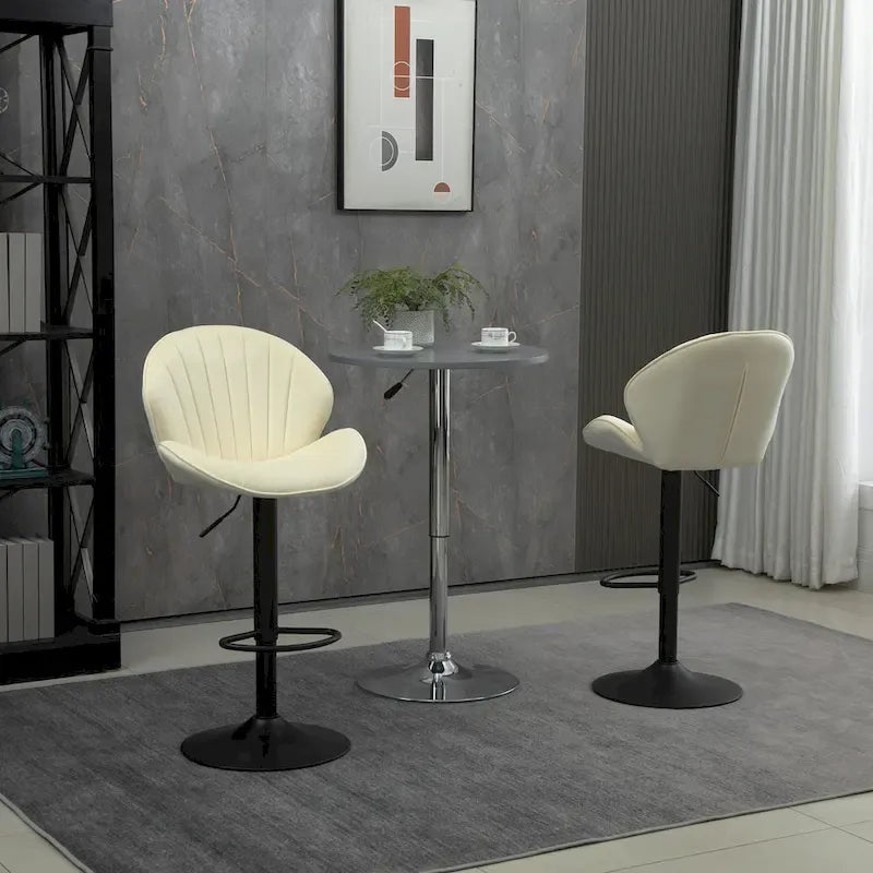 Lot de 2 tabourets de bar réglables avec dossier, repose-pieds et siège pivotant à 360° pour la maison ou le comptoir de bar