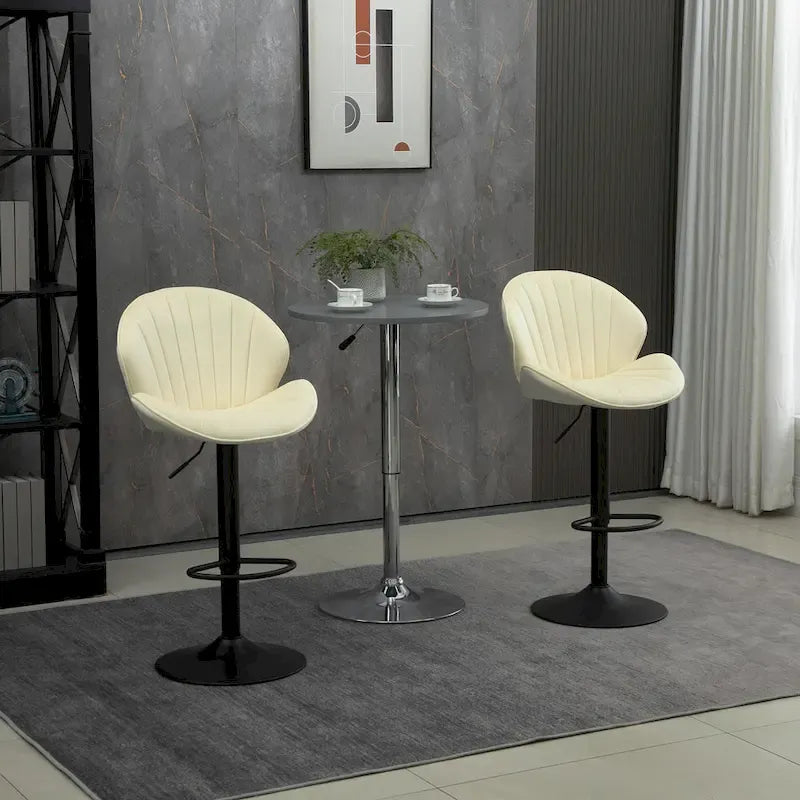 Lot de 2 tabourets de bar réglables avec dossier, repose-pieds et siège pivotant à 360° pour la maison ou le comptoir de bar