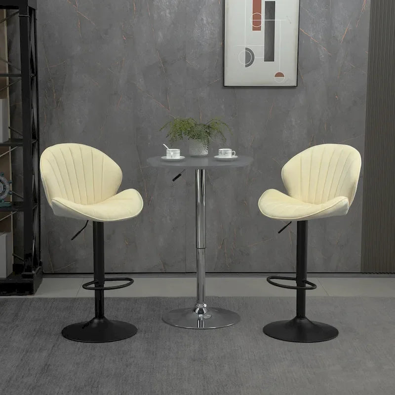 Lot de 2 tabourets de bar réglables avec dossier, repose-pieds et siège pivotant à 360° pour la maison ou le comptoir de bar