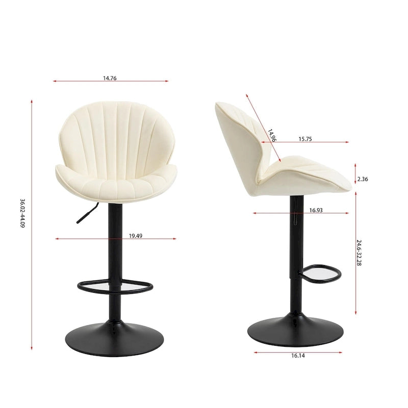 Lot de 2 tabourets de bar réglables avec dossier, repose-pieds et siège pivotant à 360° pour la maison ou le comptoir de bar