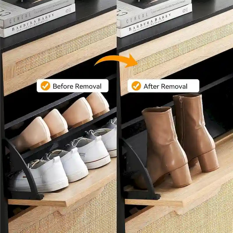 Meuble à chaussures en rotin pour entrée