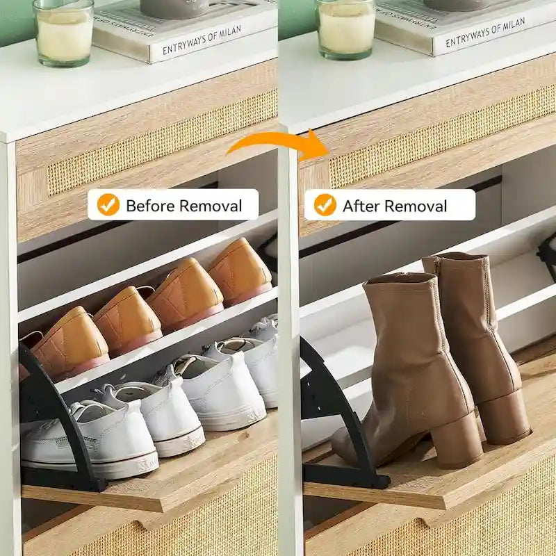 Meuble à chaussures en rotin pour entrée