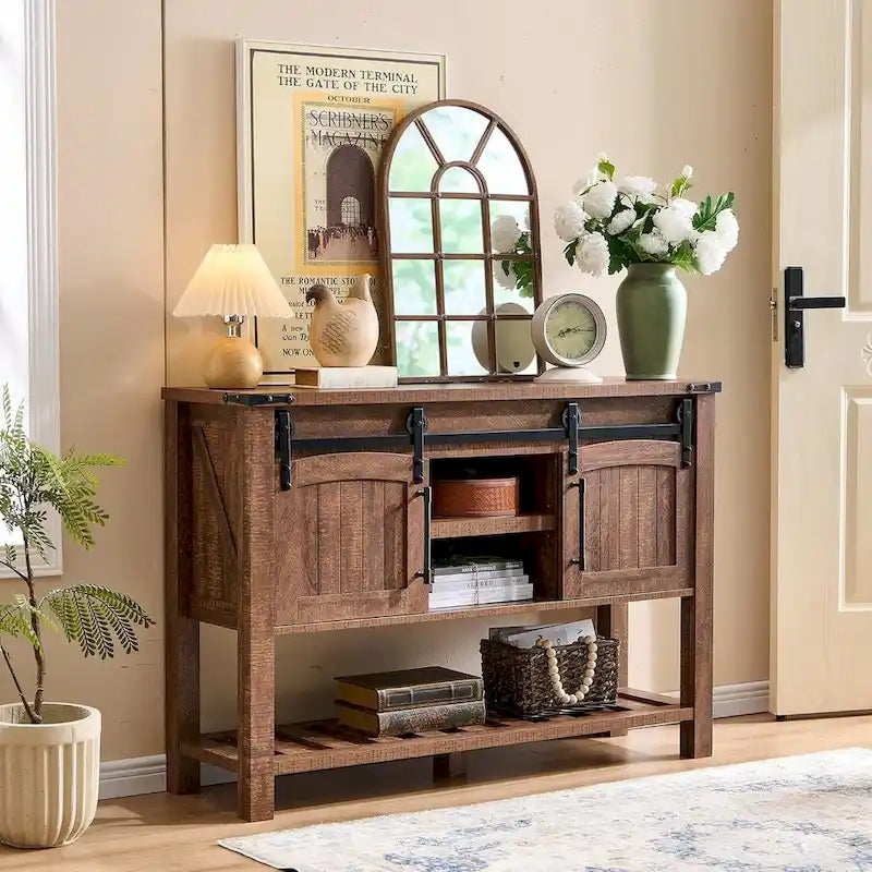 Table d'entrée de ferme, console rustique, table basse en bois