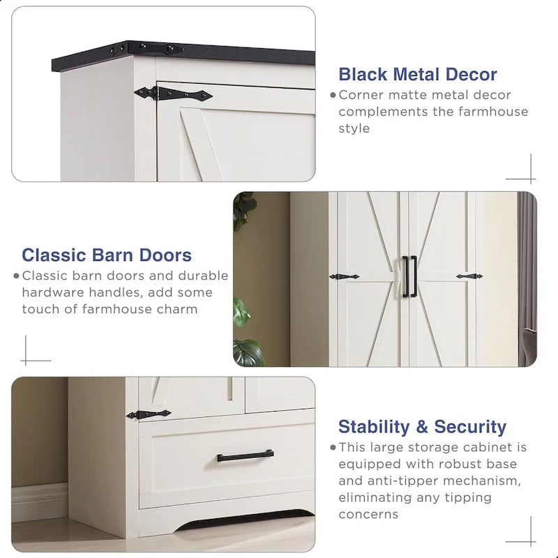 Meuble de garde-manger de cuisine de ferme, armoires de rangement en bois